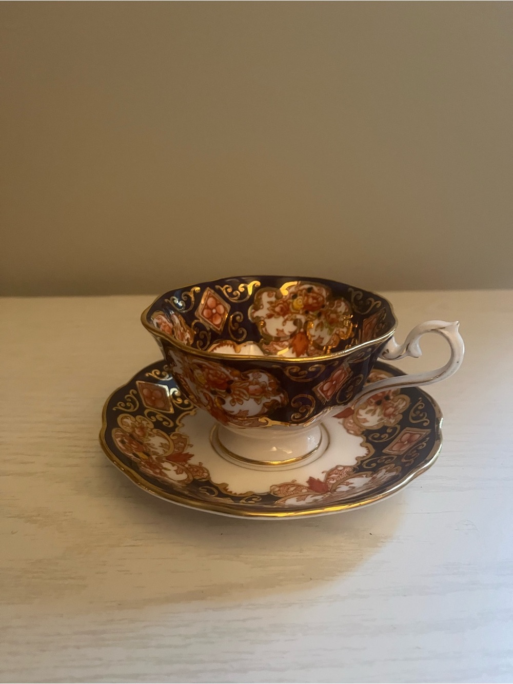 Royal Albert Heirloom Teacup and Saucer with 22 carat gold trim.